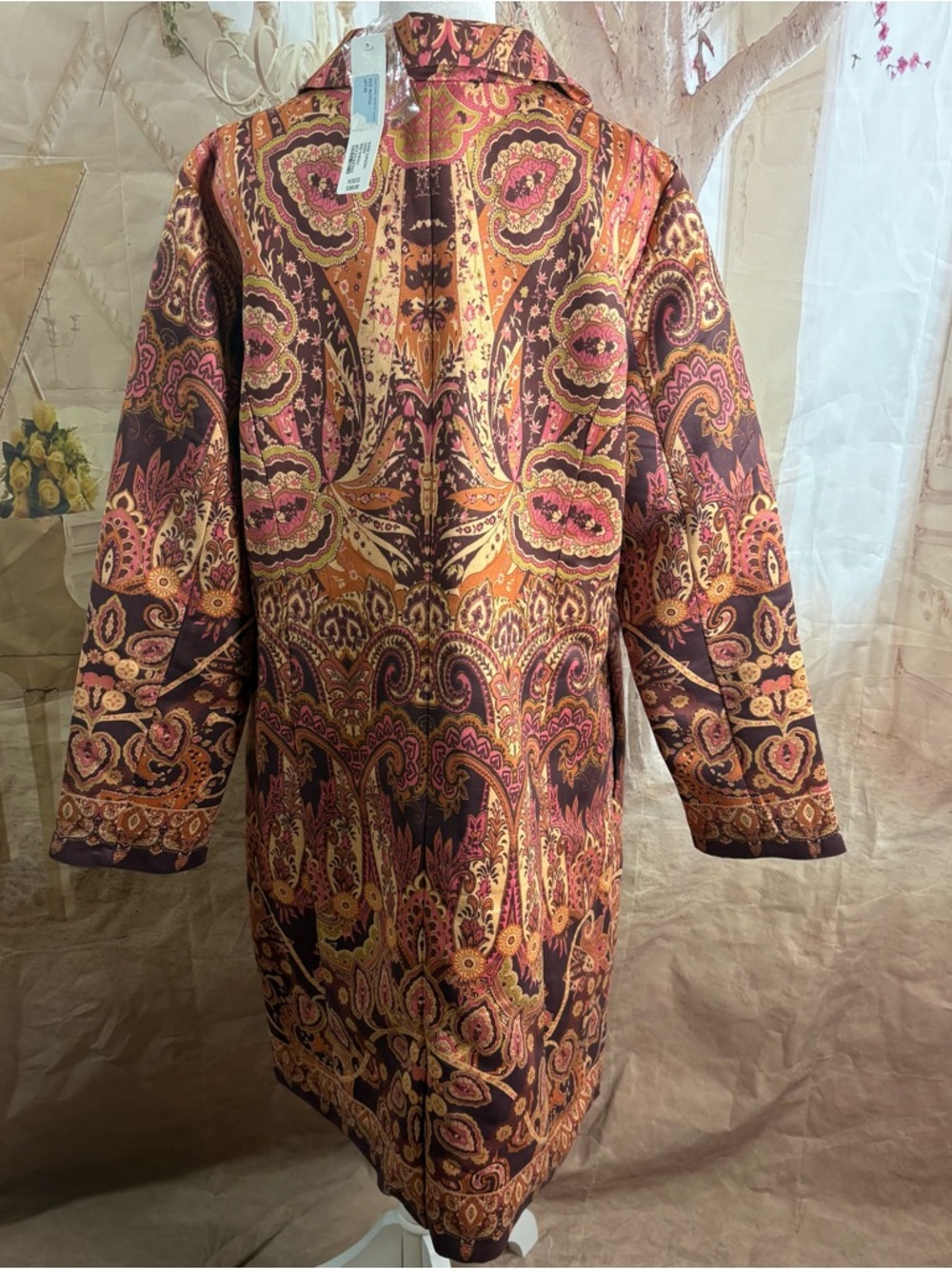 NEW Soft Surroundings Paisley coat in Rust, Plum & Olive - Picture 6 of 9